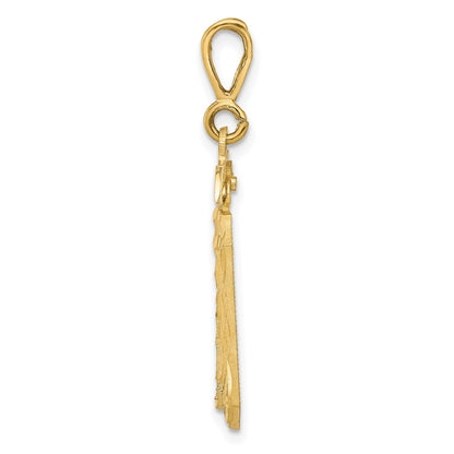 14K Gelbgold großer gebürsteter Charm mit Diamantschliff „Zahl 30