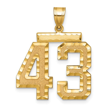 14K Gelbgold Großer Gebürsteter Diamantgeschliffener Zahlen-Charm „43