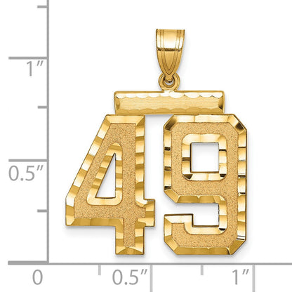 14K Gelbgold großer gebürsteter Diamant-Charm mit Zahl 49