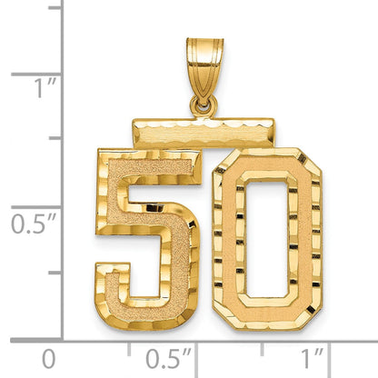 14K Gelbgold großer Charm mit gebürstetem Diamantschliff, Zahl 50
