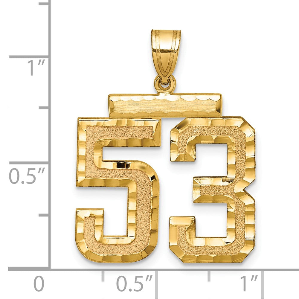 585 Gelbgold Großer Charm mit Zahl 53, gebürstet und diamantiert