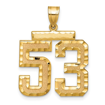 585 Gelbgold Großer Charm mit Zahl 53, gebürstet und diamantiert