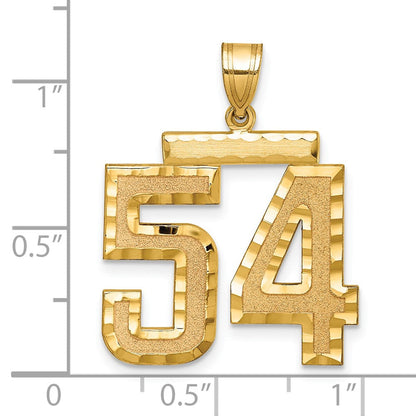 14K Gelbgold Großer Gebürsteter Diamantierter Charm „Zahl 54“