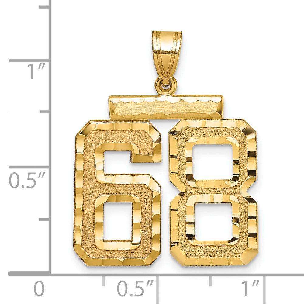 14K Gelbgold Großer Diamantierter Charm mit Zahl 68