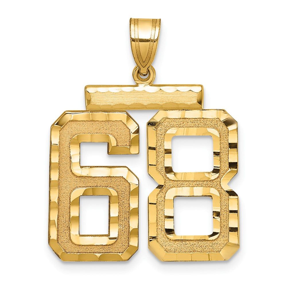 14K Gelbgold Großer Diamantierter Charm mit Zahl 68