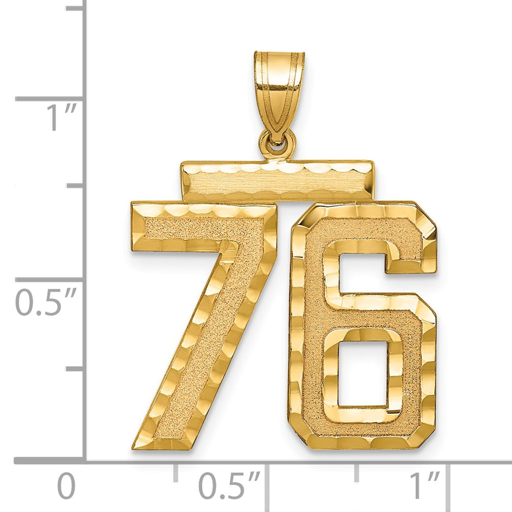 750 Gelbgold Großer Diamantierter Charm-Anhänger Zahl 76
