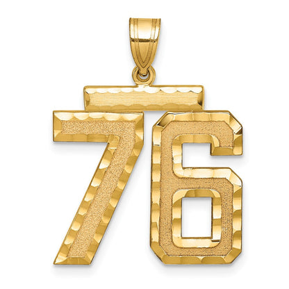 750 Gelbgold Großer Diamantierter Charm-Anhänger Zahl 76