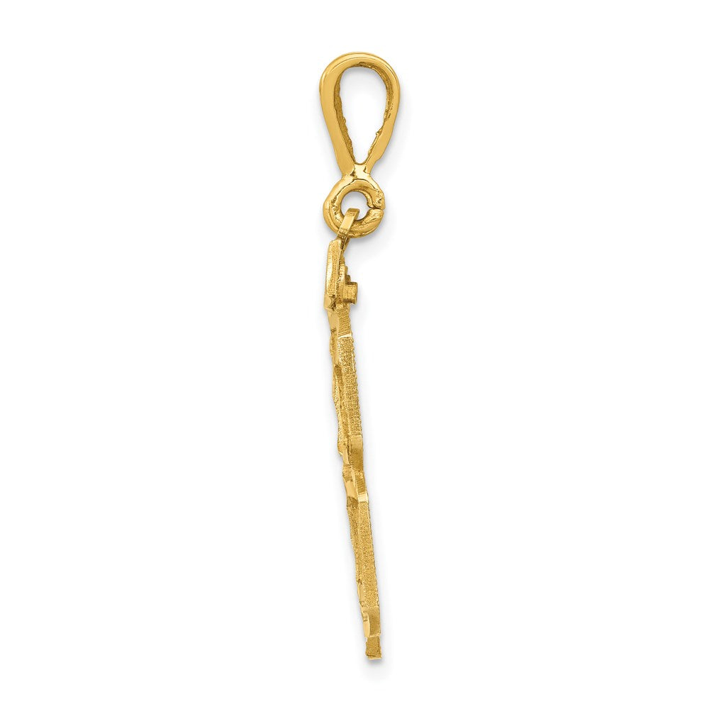14K Gelbgold großer gebürsteter Charm mit diamantgeschliffener Zahl 78