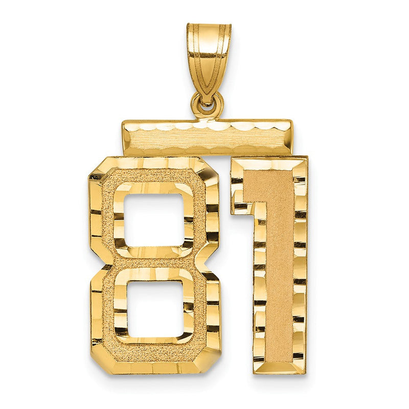 Großer Charm „Zahl 81“ aus 14K Gelbgold, gebürstet und diamantiert
