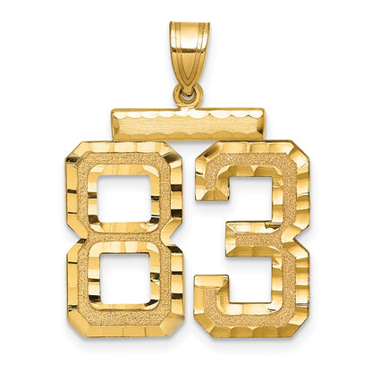 14K Gelbgold großer gebürsteter Charm mit diamantierter Zahl 83