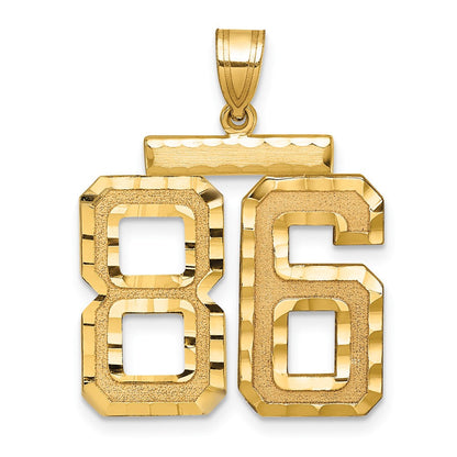 585 Gelbgold Großer Zahlen-Charm "86" mattiert diamantgeschliffen