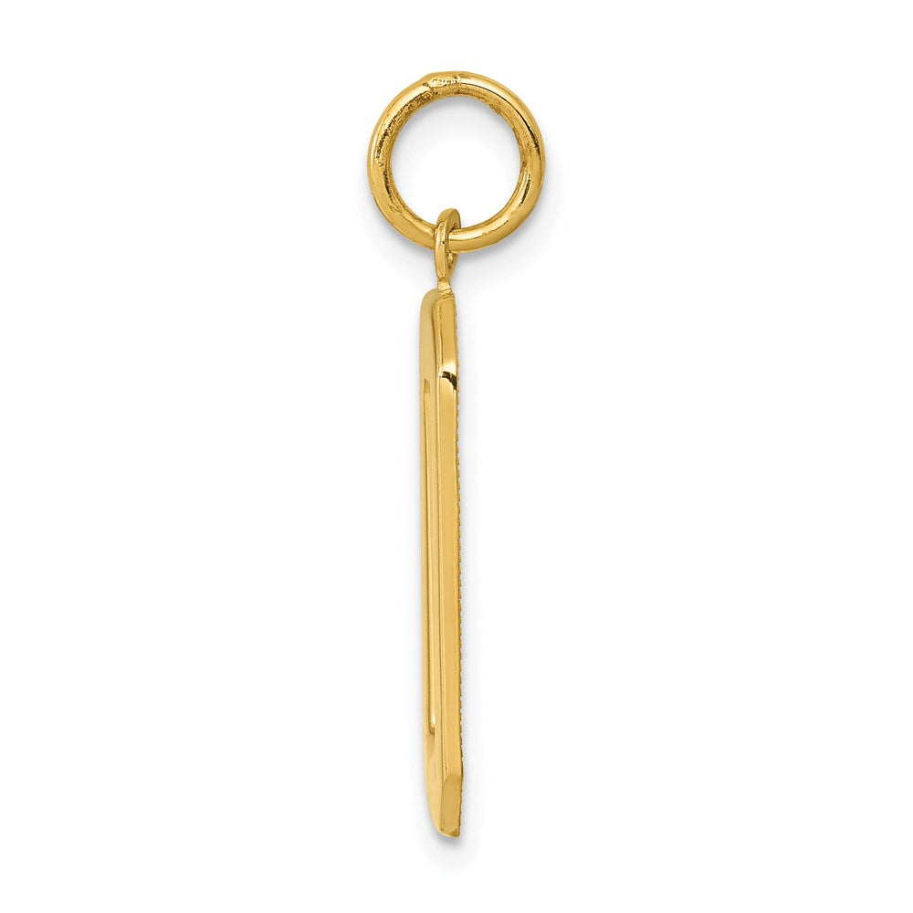14K Gelbgold Großer Polierter Zahl-0-Charm