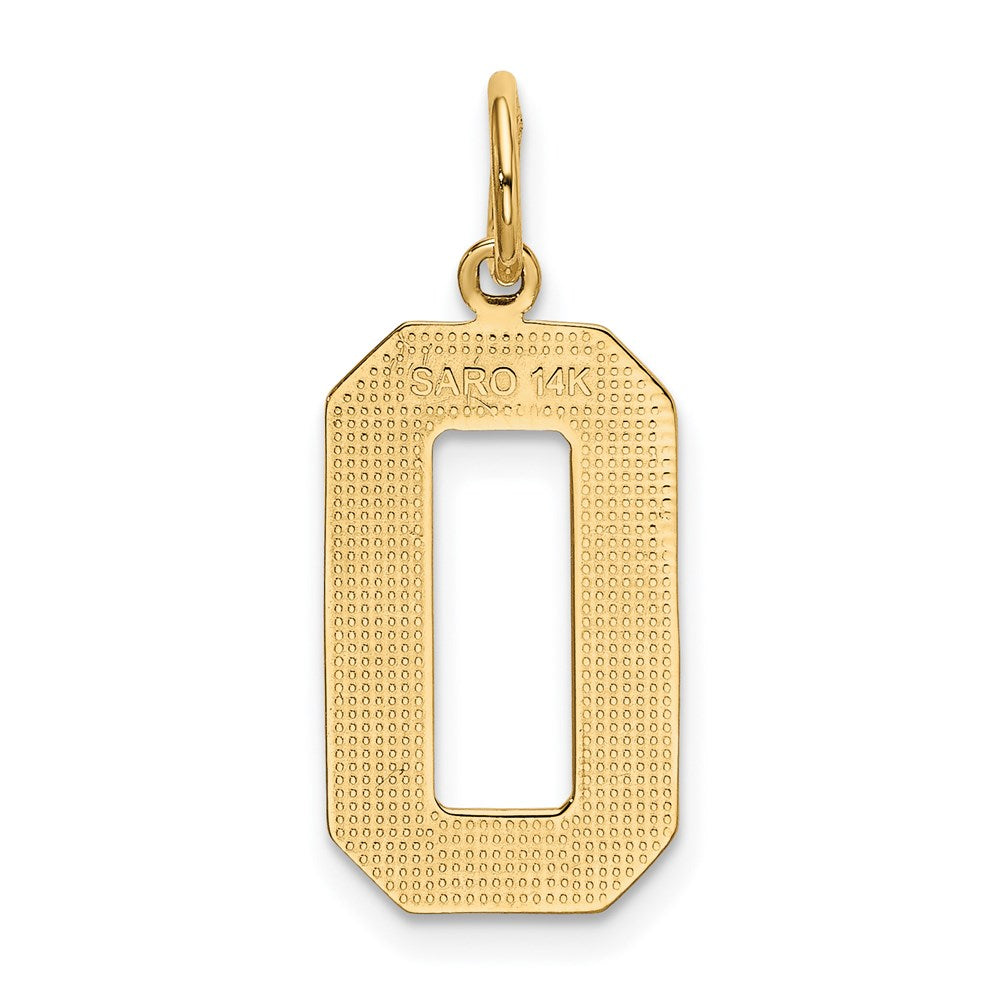 14K Gelbgold Großer Polierter Zahl-0-Charm