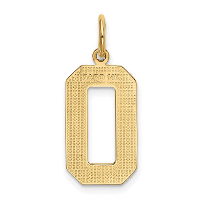 14K Gelbgold Großer Polierter Zahl-0-Charm
