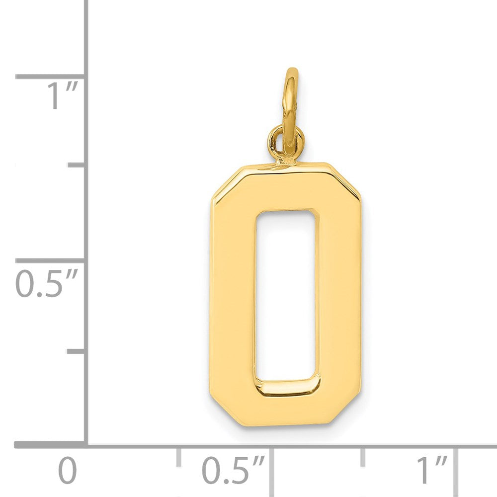 14K Gelbgold Großer Polierter Zahl-0-Charm