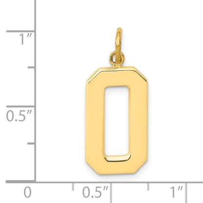 14K Gelbgold Großer Polierter Zahl-0-Charm