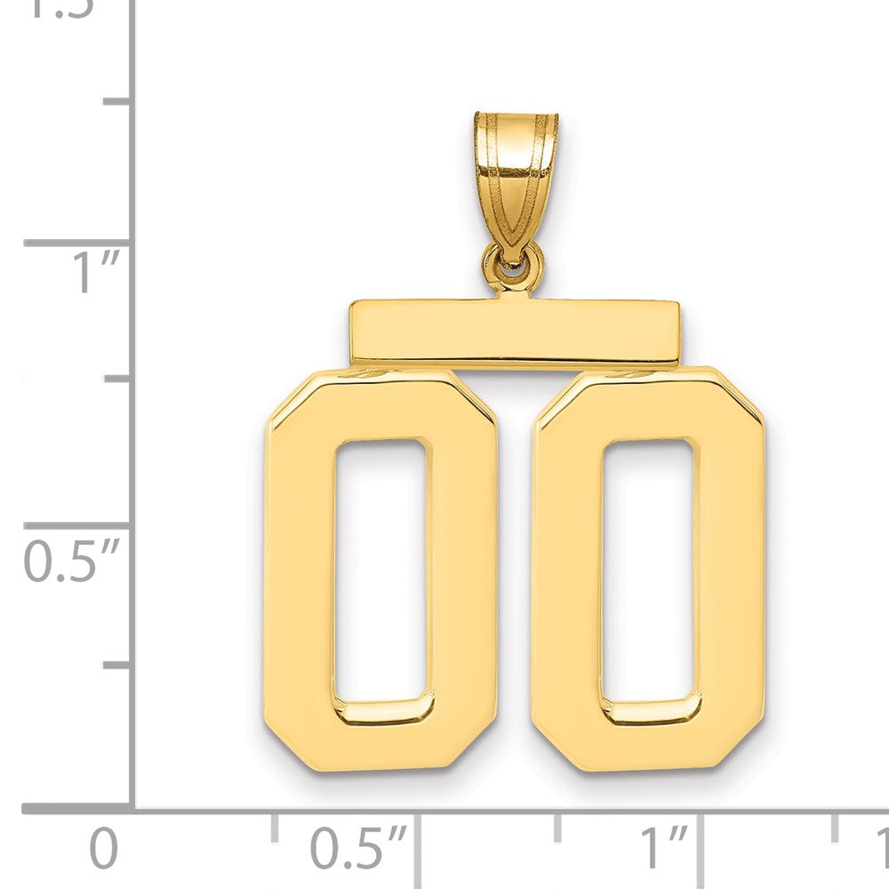 14K Gelbgold Großer Polierter Charm mit Zahl 00 obenauf