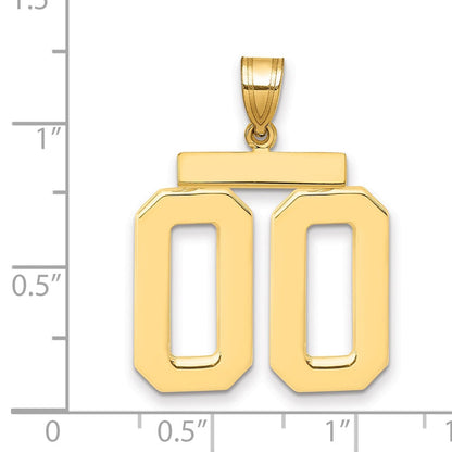 14K Gelbgold Großer Polierter Charm mit Zahl 00 obenauf