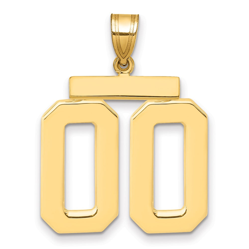 14K Gelbgold Großer Polierter Charm mit Zahl 00 obenauf
