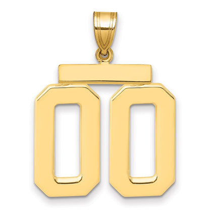 14K Gelbgold Großer Polierter Charm mit Zahl 00 obenauf