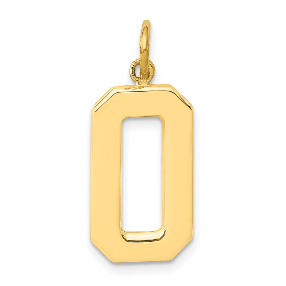 14K Gelbgold Großer Polierter Zahl-0-Charm