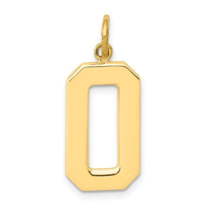 14K Gelbgold Großer Polierter Zahl-0-Charm