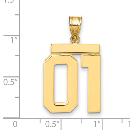 10K Gelbgold Groß Poliert Zahl 01 Charm