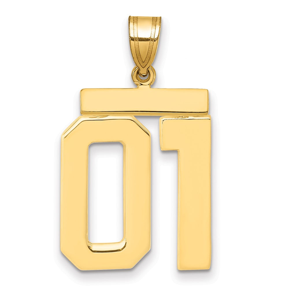 10K Gelbgold Groß Poliert Zahl 01 Charm