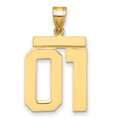 10K Gelbgold Groß Poliert Zahl 01 Charm