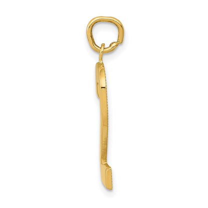 14K Gelbgold großer polierter Charm Zahl 2