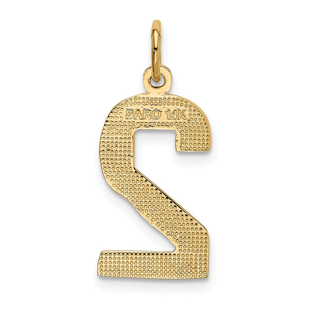 14K Gelbgold großer polierter Charm Zahl 2