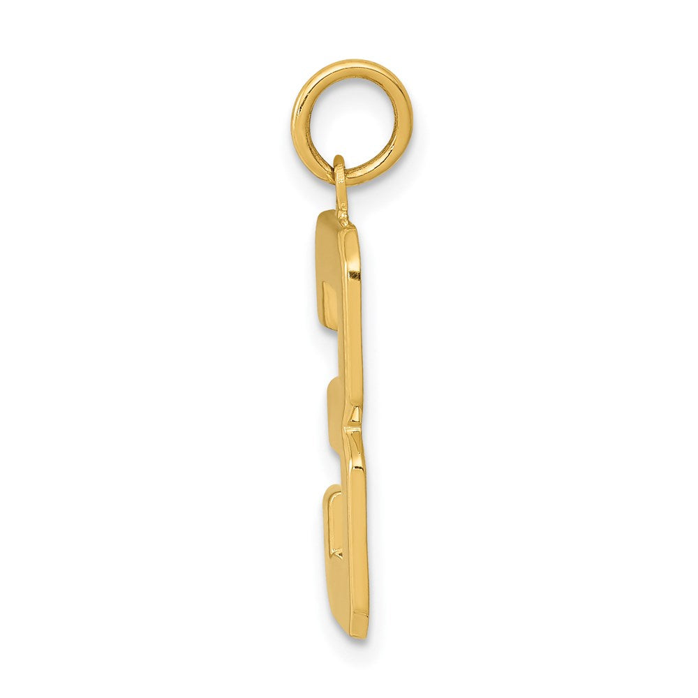 14K Gelbgold Großer Polierter Zahl-3-Charm