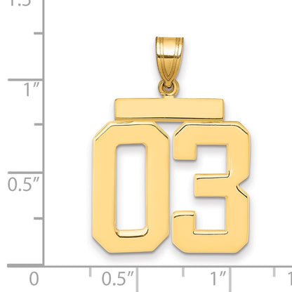 585 Gelbgold Großer Polierter Charm mit Zahl 03 obenauf