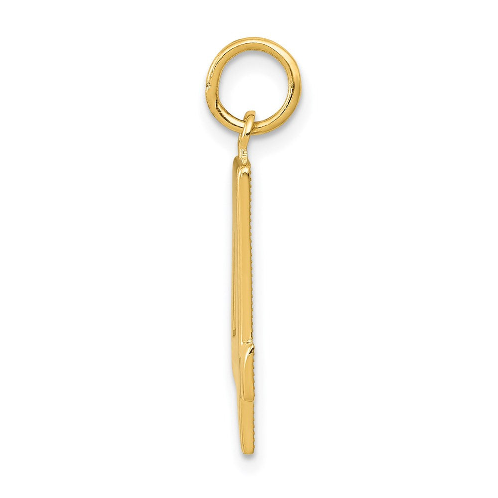 14K Gelbgold großer polierter Charm mit Zahl 4
