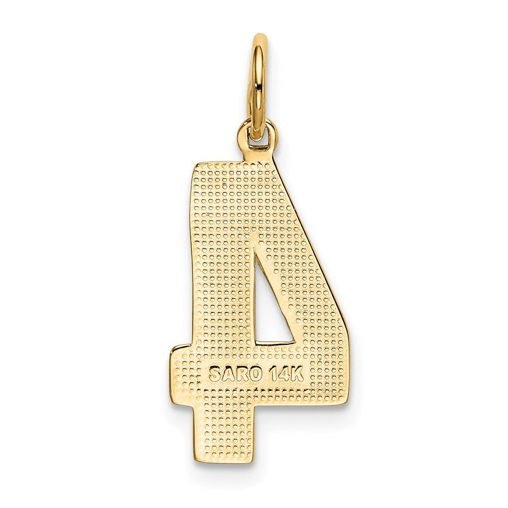 14K Gelbgold großer polierter Charm mit Zahl 4