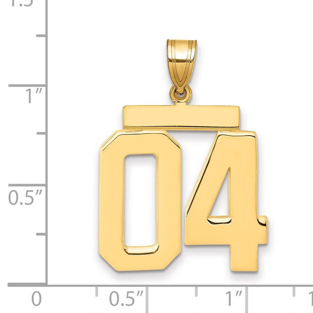 14K Gelbgold Großer Polierter Charm mit der Zahl 04 obenauf