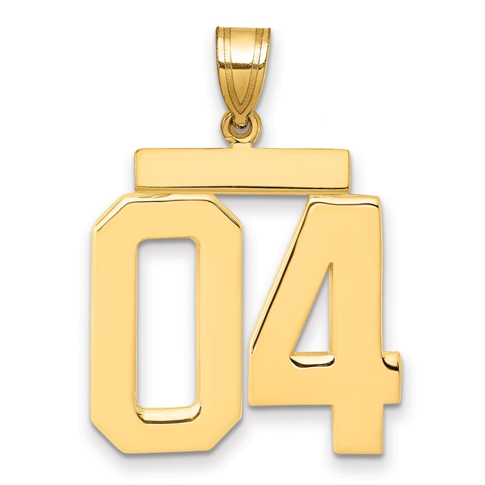 14K Gelbgold Großer Polierter Charm mit der Zahl 04 obenauf