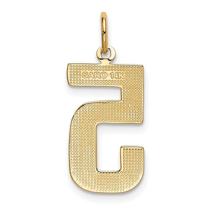 14K Gelbgold großer polierter Charm „Zahl 5“