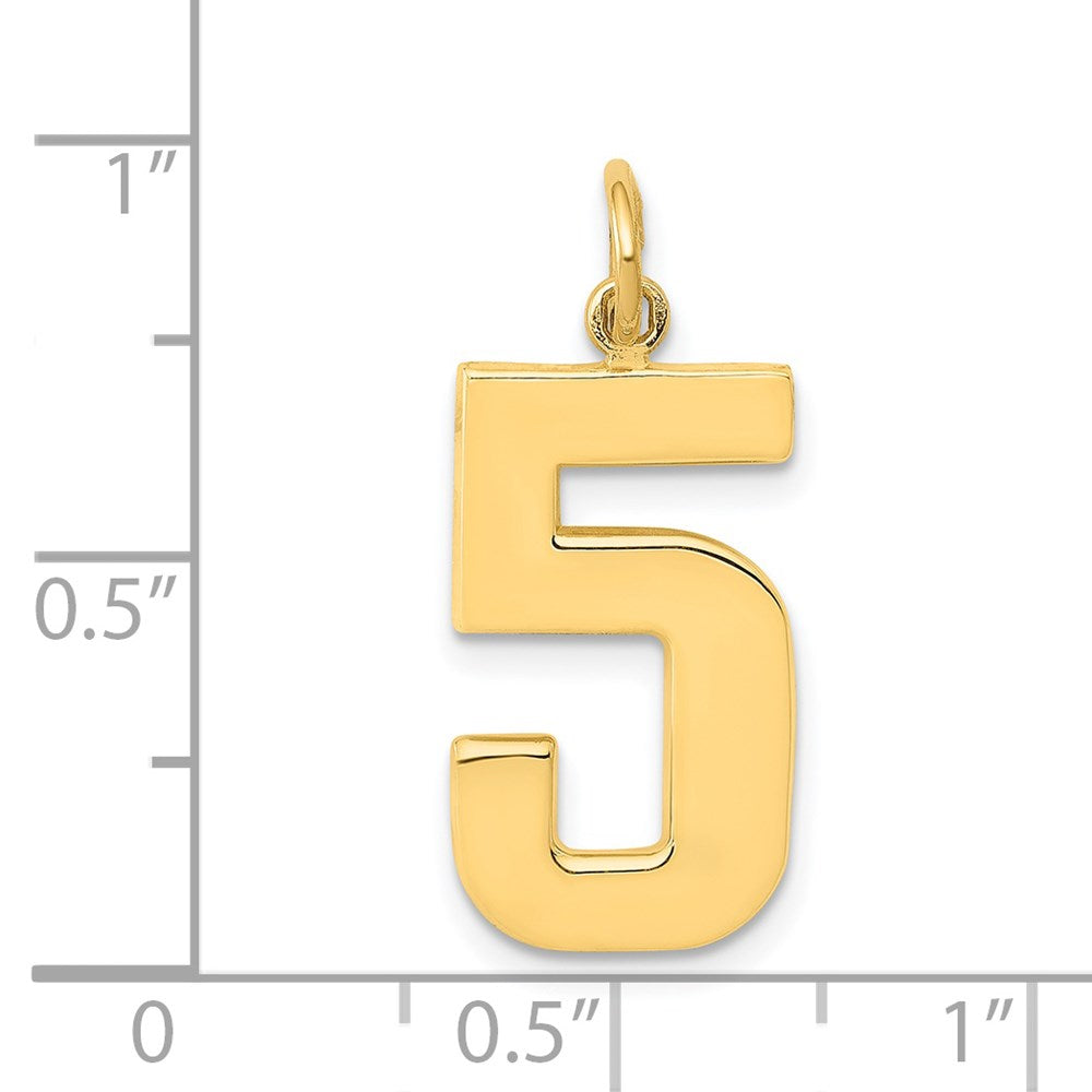 14K Gelbgold großer polierter Charm „Zahl 5“