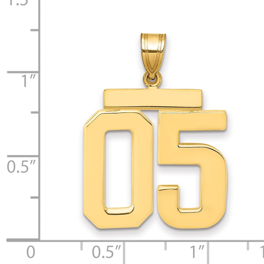 14K Gelbgold Großer Polierter Charm mit Zahl 05 obenauf