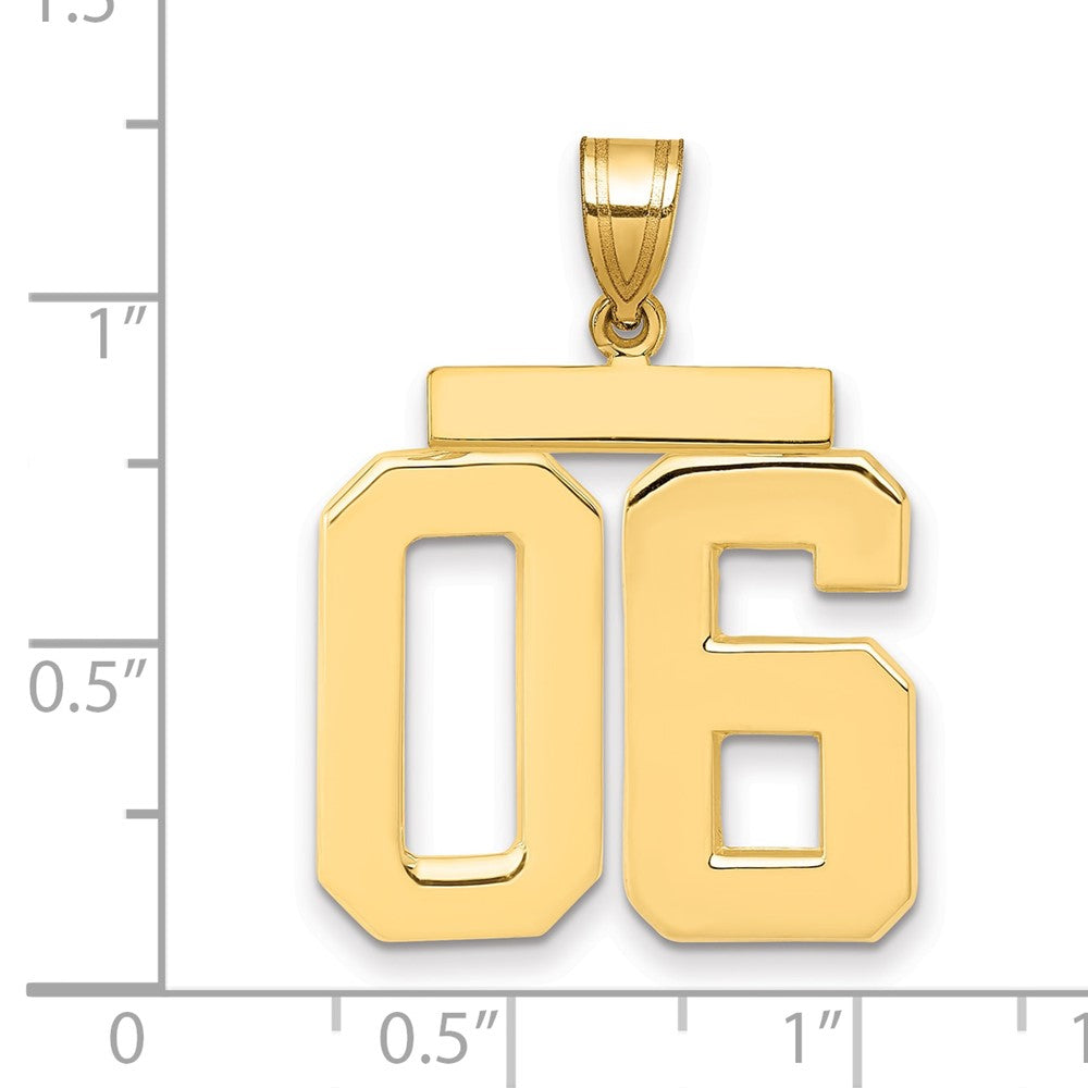 14K Gelbgold großer polierter Charm mit Zahl 06 obenauf