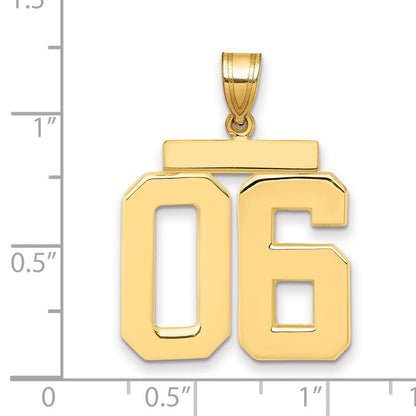 14K Gelbgold großer polierter Charm mit Zahl 06 obenauf
