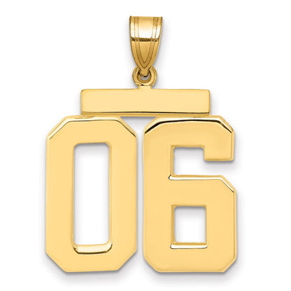 14K Gelbgold großer polierter Charm mit Zahl 06 obenauf