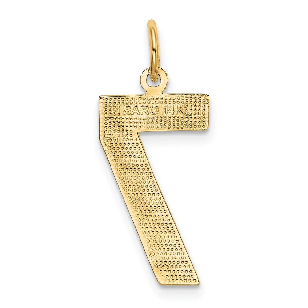 14K Gelbgold großer polierter Zahlen-Charm „7“