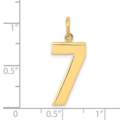 14K Gelbgold großer polierter Zahlen-Charm „7“