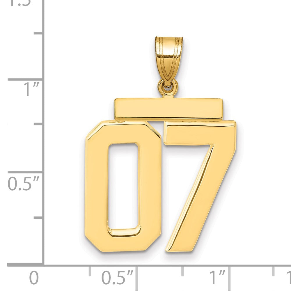 10K Gelbgold Groß Poliert Zahl 07 Charm