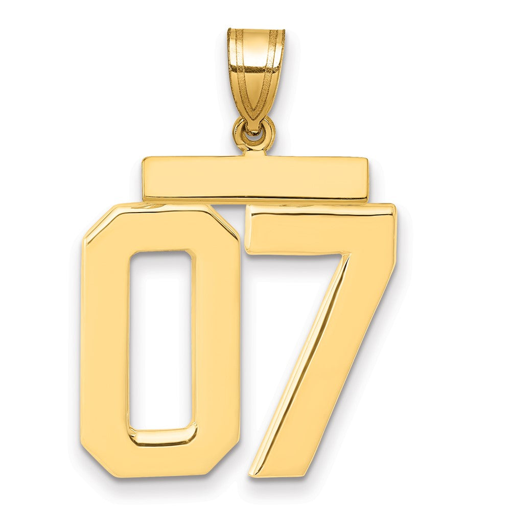 10K Gelbgold Groß Poliert Zahl 07 Charm