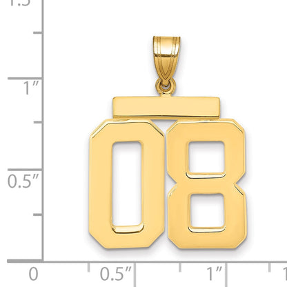 14K Gelbgold großer polierter Charm mit Zahl 08 obenauf