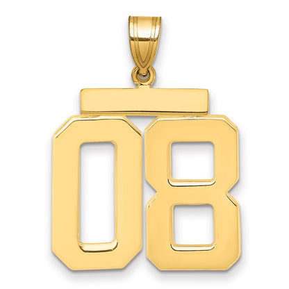 14K Gelbgold großer polierter Charm mit Zahl 08 obenauf