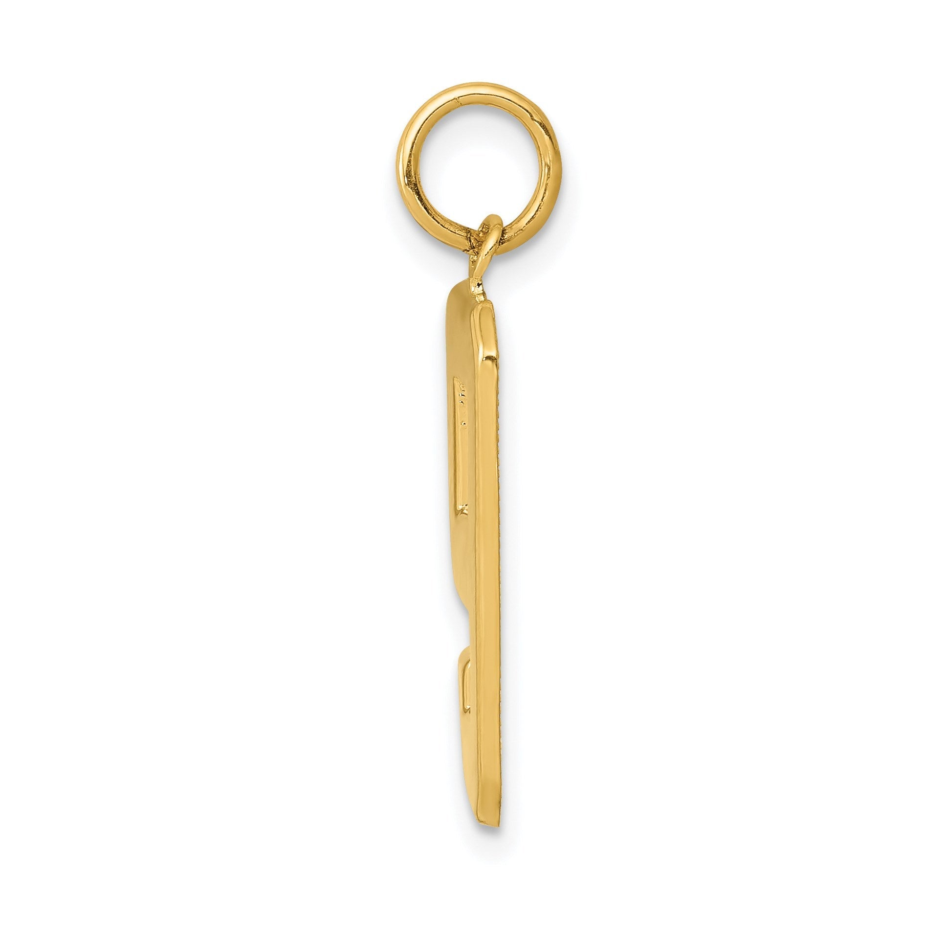 14 K Gelbgold großer polierter Charm „Zahl 9“